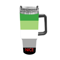 Mug de voyage isotherme en acier inoxydable personnalisé Androgyne Gay Rainbow de 40 oz avec poignée robuste, idéal pour les trajets en véhicule et les pauses thé au bureau