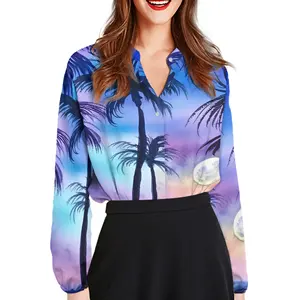 Dropshipping Plus Size Womens Blouses & Shirts 5XL Fancy Casual Ladies Tops Hawaii Print Custom Design Clothes