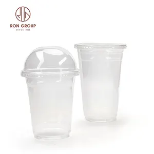 레스토랑 파티 공급 에코 테이크 아웃 PP 투명 일회용 Drinkware 차가운 음료 우유 차 주스 명확한 플라스틱 컵 뚜껑
