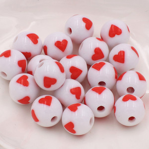 12mm Color-Matched Double-Color Heart-Shaped Acrylic/<b>Plastic</b>/Lucite Straight-Hole <b>Bead</b> DIY Handmade Fashion High Quality Jewelry - Product Image 5