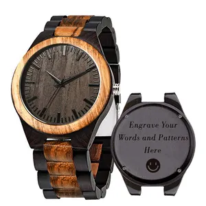 원래 공장 브랜드 망 대형 다이얼 나무 손목 시계 100% 천연 수제 OEM 사용자 정의 로고 나무 대나무 팔찌 시계