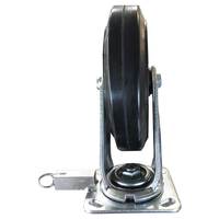 Roulettes pivotantes en caoutchouc pour chariot plat, 8 pouces, 150mm, plaque de Direction de verrouillage de roue, roulette robuste