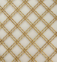 Malla Metálica Decorativa de Acero Inoxidable con Tiras Planas Doradas y Diamantes Tejidos, Semitransparente, de Lujo, para Exteriores