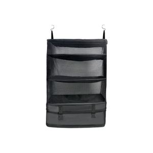 Black Mesh Hanging <b>Storage</b> Organizer with 3 Shelves and Zippered Bottom Pocket for Closet Use - Product Image 1