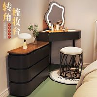 Nouvelle commode d'angle en chêne massif 2025 pour petit appartement, avec miroir éclairé intégré et table de maquillage pour chambre à coucher