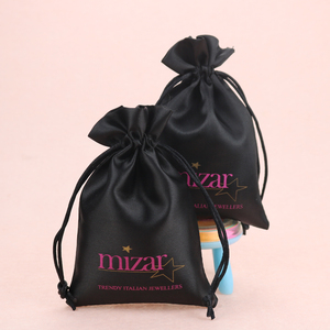 Custom Printed Hair Collection Drawstring <b>Bag</b> Rings Necklace Earrings Jewelry Packaging Satin Pouch for Wigs <b>Dust</b> <b>Bags</b> - Product Image 1