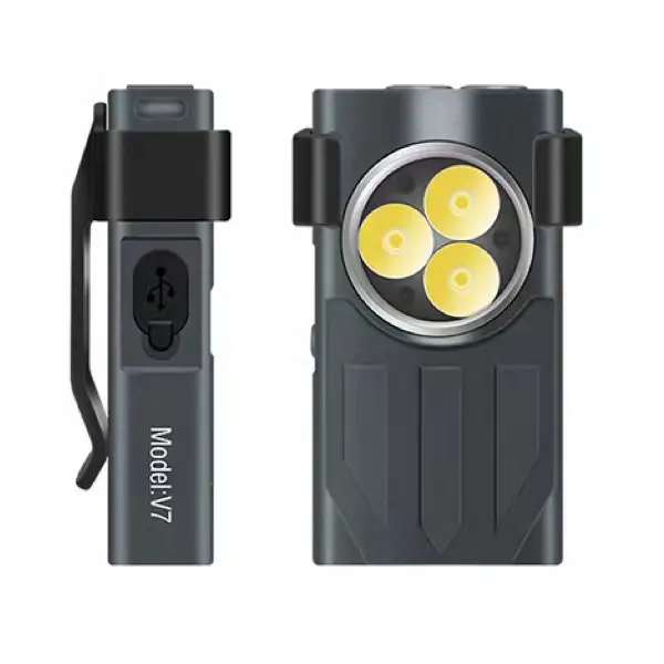 Portable EDC LED Flashlight Work Light Rechargeable 800mAh Ultra-Long Life Battery Mini Magnetic Torch