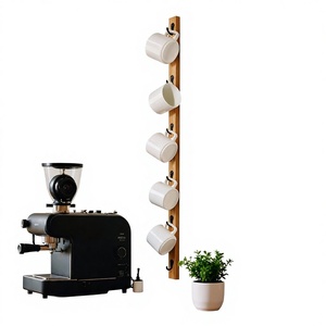 Porta tazze <span class=keywords><strong>da</strong></span> caffè <span class=keywords><strong>da</strong></span> parete in legno massello. Mobile <span class=keywords><strong>da</strong></span> <span class=keywords><strong>Cucina</strong></span> con Vano Portaoggetti in Legno, Decorazione Murale Semplice in Legno - Product Image 1
