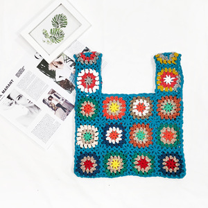 Coloré femme grand-mère carré fleur fil à tricoter Crochet <span class=keywords><strong>sac</strong></span> femmes sacs à main sacs à main pour tout l'été automne hiver - Product Image 4