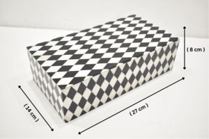 Luxury <b>Black</b> White Checkered Resin Storage Box with Lid Decorative Tabletop Organizer Available in Bulk Quantity Price - Product Image 4