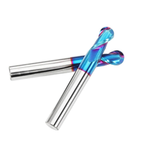 Fraise à queue sphérique en carbure à 2 dents, revêtement Nano Blue TiSiN, pour routeur CNC, pour fraisage de finition de cavités en relief 3D et d'acier pour matrices