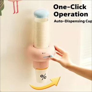 Automatic Plastic Eco-Friendly Disposable Cup Holder Non-Drill Wall-Mounted Non-Folding Paper Cup <b>Rack</b> - Product Image 3