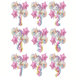 JUXINDA <strong>Unicorn</strong> Gradient Number Foil Balloon Set Birthday <strong>Party</strong> Decoration - Product Image 3