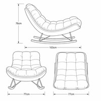 Fauteuil inclinable à bascule de luxe, spacieux et renforcé, en cuir écologique et mélange de velours, idéal pour salon, chambre et balcon – Vente directe usine