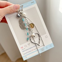 Breloque de sac style Y2K vintage, pendentif cœur creux visage humain abstrait, accessoire esthétique pour sac à main et clés