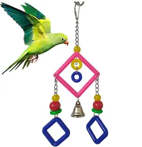 Juguetes Para morder para loros, jaula colgante con campanas de colores para pájaros y Mascotas