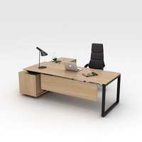 Bureau de direction moderne convertible en forme de L de 2 m avec chaise, finition en acier inoxydable poli miroir, garantie 10 ans
