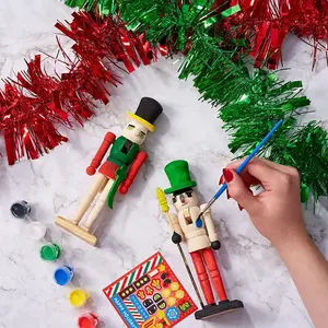 Boya çıkartmaları ile 18 cm geleneksel noel dekorasyonları DIY noel ahşap fındıkkıran ev süsleri