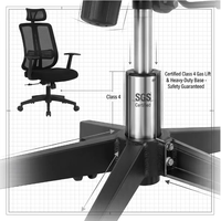 Chaise de bureau ergonomique moderne pivotante en maille rafraîchissante, chaise de bureau ergonomique en nylon noir avec fonction de refroidissement, hauteur réglable