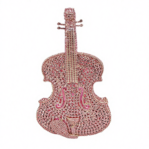 Sac à main de soirée pour femme en forme d'enveloppe avec strass et diamants, en polyester, métal et cristal, fait à la main - Product Image 4