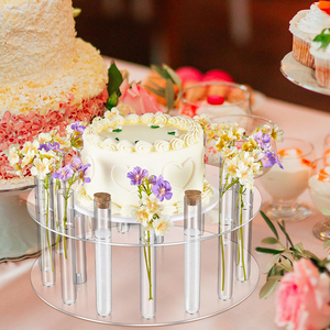 Alzata per Torte Rotonda in Acrilico da 14 Pollici con Luci a Stringa, Supporto per Dessert con 15 Tubi, Alzata Cilindrica per Torte e Fiori - Product Image 5
