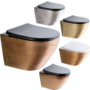 <span class=keywords><strong>Toilette</strong></span> murale en céramique or <span class=keywords><strong>Rose</strong></span>, facile <span class=keywords><strong>à</strong></span> nettoyer, Design peu encombrant, sans bords, pour salle <span class=keywords><strong>de</strong></span> bains, WC, fixation murale - Product Image 1