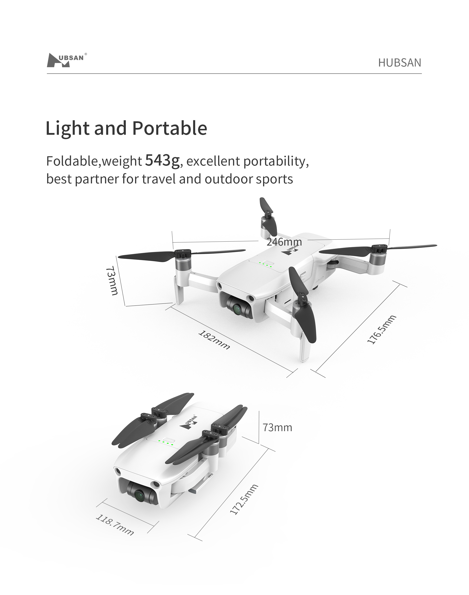 UBSAN HUBSAN Light and Portable Foldable,weight 543g, excellent port