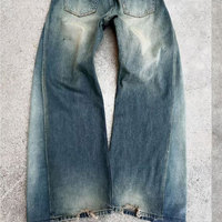 Pantalon en jean délavé de haute qualité avec logo personnalisé avec poche arrière bouton surdimensionné droit Streetwear jeans baggy pour hommes
