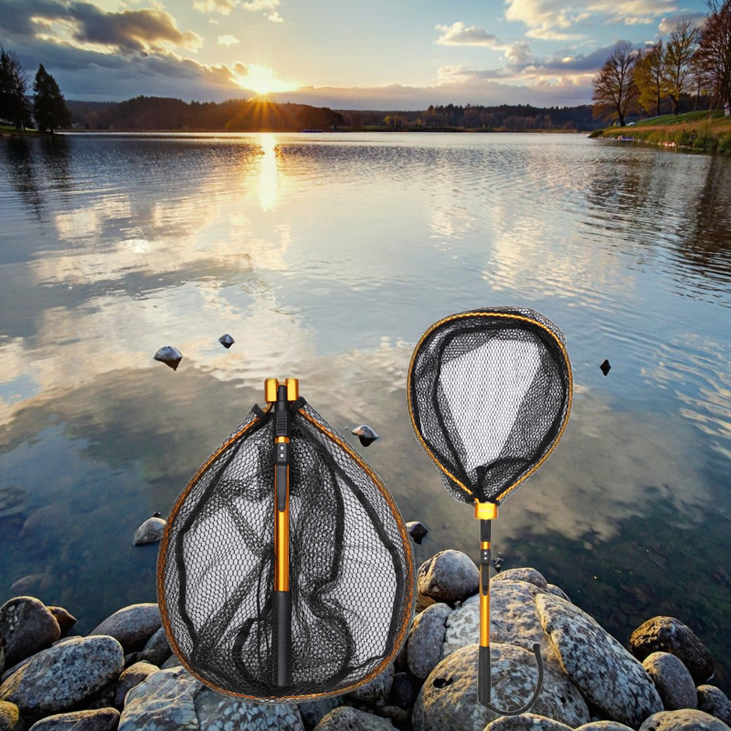 HISTAR Ultralight Portable Soft Rubber Mesh With Stainless Steel Handle Fly Fishing Tool Accessories Foldable Landing Net