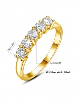 黄金填充珠宝工厂定制Bijoux 5宝石硅石钻石女性奢华结婚戒指14k黄金填充