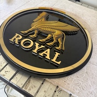 Letreros de Pared para Exteriores, Letrero LED 3D con Letras Doradas, Forma Redonda, Fondo Personalizado, Letrero con Logotipo LED, Letras Retroiluminadas en Oro Pulido