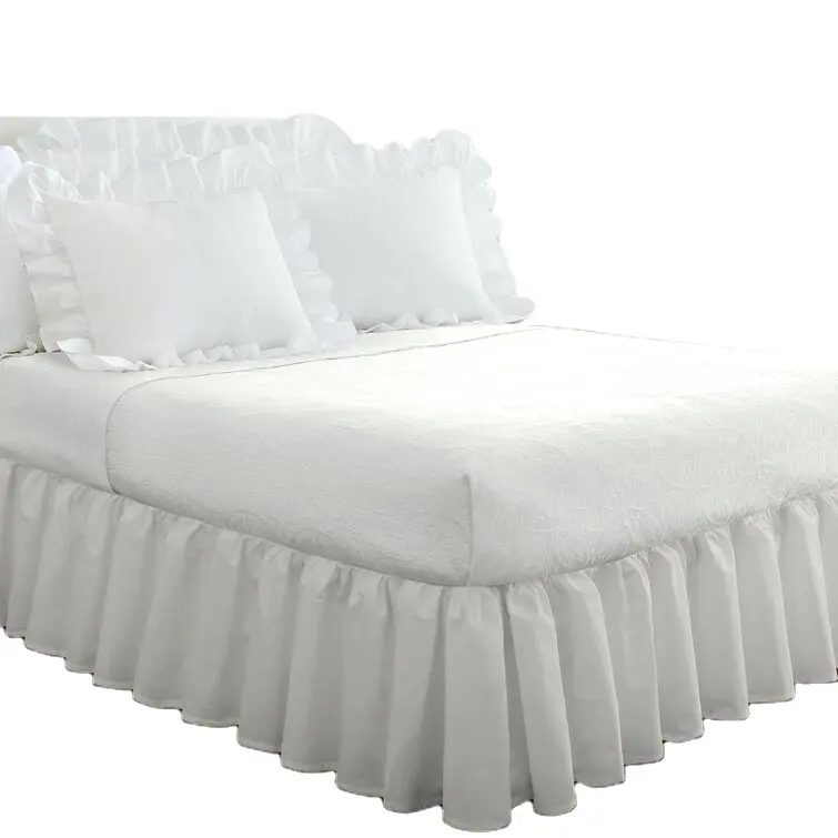 Sample Available Wrap Around Ruffled Bed Skirt with Adjustable Elastic Belt Drop Easy to Put On Wrinkle Free Bedskirt Dust Ruffles