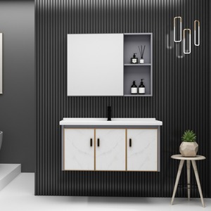 Mueble de Baño Nórdico de Aluminio Blanco de 102 cm con Lavabo de Cerámica - Product Image 5