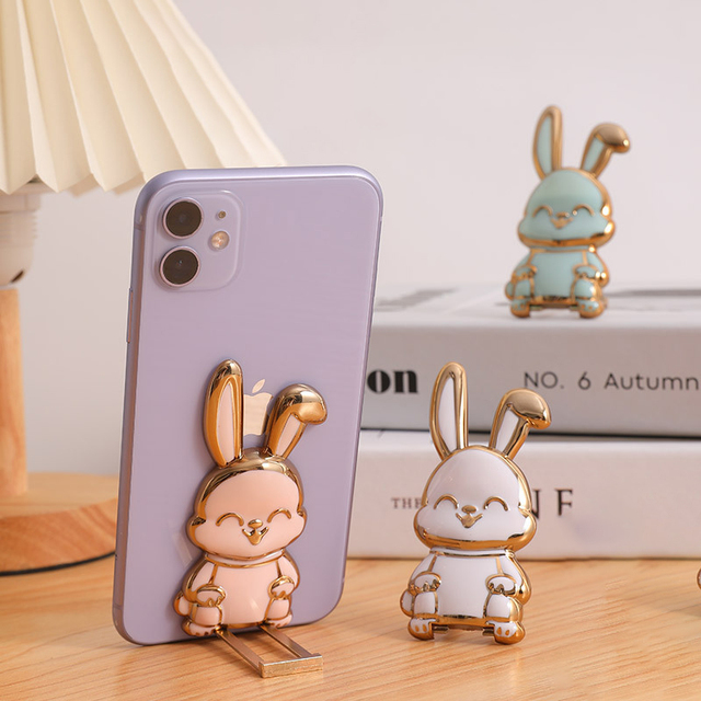 New 2025 Cute Cartoon Rabbit Folding Cell Phone Stand Desktop Mobile Phone Holder Rabbit Phone Stand Universal