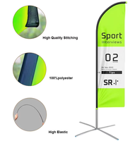 Drapeau publicitaire portable en polyester imprimé par sublimation, de haute qualité, avec sac rempli d'eau, pour la plage ou la voiture