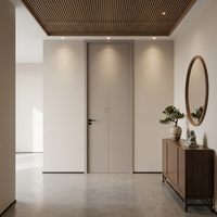 Porte intérieure en MDF polymère OEM en gros avec cadre, grain de bois, insonorisante, résistante à l'humidité pour hôtel, appartement, bureau