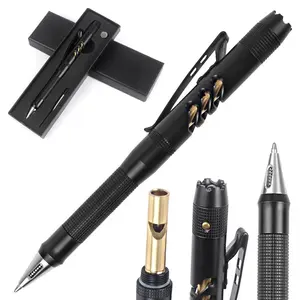 New Multifunctional Outdoor Equipment glass broken Tactical Pen With Flashing Highlight LED