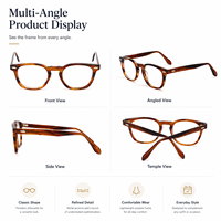 Monturas de Gafas Redondas Vintage de Acetato Unisex, Gafas con Protección Anti Luz Azul, Monturas Ópticas de Moda, Logotipo Personalizado Disponible, Directo de Fábrica