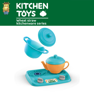 Ensemble de jeu 3 pièces écologique pour enfants en paille de blé : autocuiseur, bouilloire et réchaud à gaz - Product Image 3