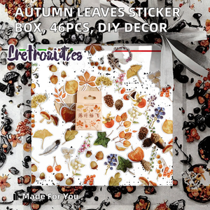 Boîte de 46 autocollants Feuilles tombantes, autocollants vintage d'automne, décoration DIY, autocollants pour scrapbooking, cadeaux promotionnels, autocollants adhésifs - Product Image 2