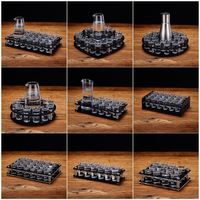 Moins cher Bar fête nouveautés métal acier inoxydable verre à liqueur tasse plateau présentoir support support Barware ensemble