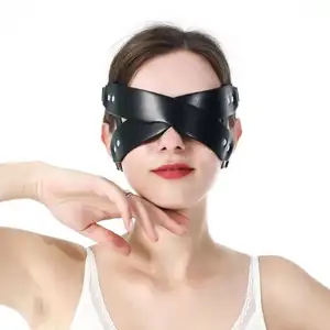 Baru perlengkapan perbudakan kostum eksotis kulit Bondage masker Gotik tidur mata Fetish PU SM penutup mata alat dewasa pasangan untuk wanita Edgy