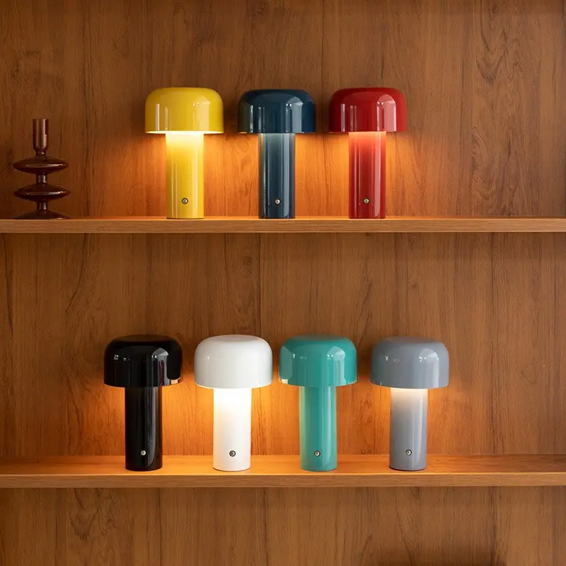 Lampu meja sentuh portabel jamur, lampu meja LED dekorasi desktop Italia kamar tidur