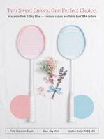 Raquette de badminton en fibre de carbone et aluminium, légère, couleur macaron, pour débutants, entraînement professionnel personnalisé, poignée en PU de haute qualité
