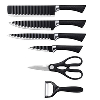 Ensemble de 6 couteaux de cuisine en acier inoxydable avec manches en plastique, ambidextres, comprenant un couteau de chef, un couteau à découper et un couteau à éplucher, coffret cadeau, vente en gros
