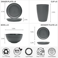 Ensemble d'assiettes et de bols en plastique biodégradable et écologique à prix abordable avec motif de fruits pour le camping - Style moderne et luxueux