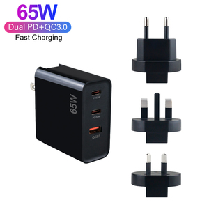 <span class=keywords><strong>Chargeur</strong></span> GaN 3 ports PD65W QC3.0 à charge rapide, prise pliable et interchangeable, adaptateur de voyage US EU UK AU pour <span class=keywords><strong>Apple</strong></span> Android, vente chaude - Product Image 2