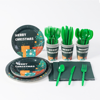 Lot de 25 vaisselle jetable personnalisée en papier et plastique PP, style classique, écologique, pour anniversaire (gobelets et assiettes)