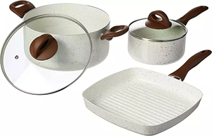 Bền Và Giá Cả Phải chăng Trắng Không Dính Đồ Nấu Nướng Bộ Đá Cẩm Thạch Lớp Phủ Đồ Dùng Nhà Bếp Thiết Lập Nấu Ăn Nhà Nấu Ăn Đồ Dùng Nhà Bếp - Product Image 3