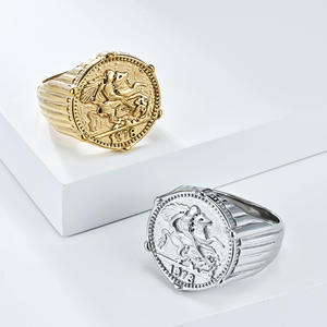 Fashion <b>Rings</b> Men's Knight Design Stainless Steel 18K Gold Plated Animal Pattern Gift Jewelry - Product Image 1